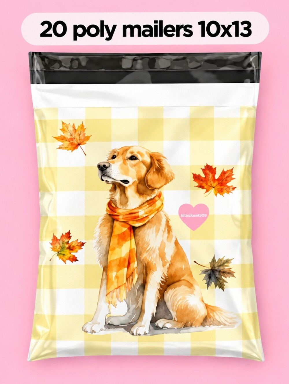 20 golde retriever Poly Mailers 10x13